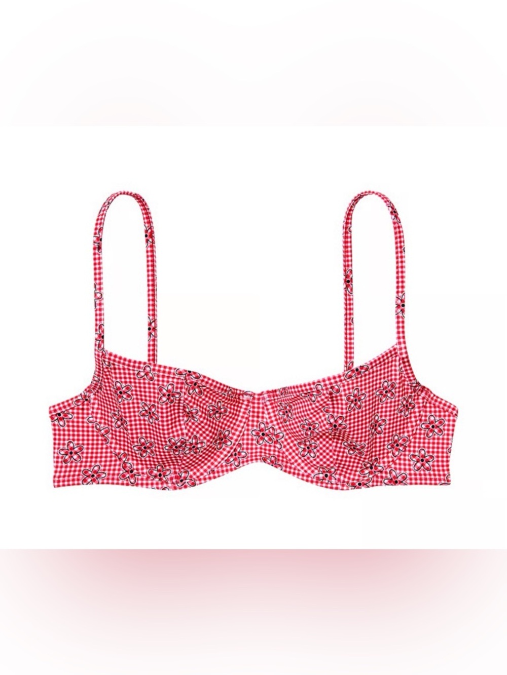 Pink by Frankie’s Bikinis Women’s Red Gingham Underwire Swim Top - XL